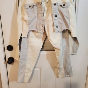 Two toned jeans and matching jacket